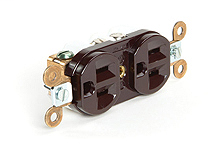 Safeway Duplex Heavy Duty Grade Receptacle, 2 Pole/3 Wire, NEMA 5-20, 125V, Brown