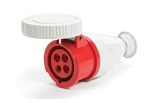 100 Amp Watertite Pin and Sleeve Connector with Flip Lid, 3 Pole/4 Wire, 3ø 480V, Red