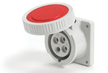 Product image for Woodhead 4100R7W 100 AmpWatertite&#174; Pin & Sleeve Receptacle with Flip Lid, 3 Pole/4 Wire, 3 - 480V, Red W