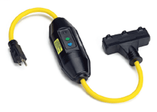 Product image for Woodhead 15050-50TTA Super-Safeway® In-Line Industrial GFCI, Automatic Reset, Molded NEMA 5-15 Tri-Tap, 15A, 120V, 15.24m (50.0' ) Cord Length
