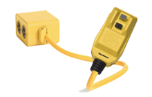 Safeway Right-Angle Commercial GFCI, Permanent Mount, Single Phase, Manual Reset, Outlet Box, NEMA 5-15 Double Duplex, 15A, 120V, 0.61m (2.0') Cord Length