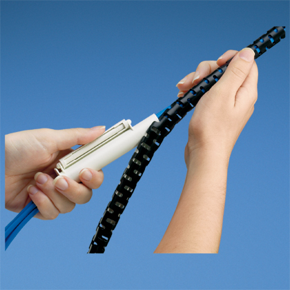 Pan-Wrap™ split harness wrap, .375" (9.5mm), 250 ft. (76m) per reel, flame retardant polyethylene, natural.