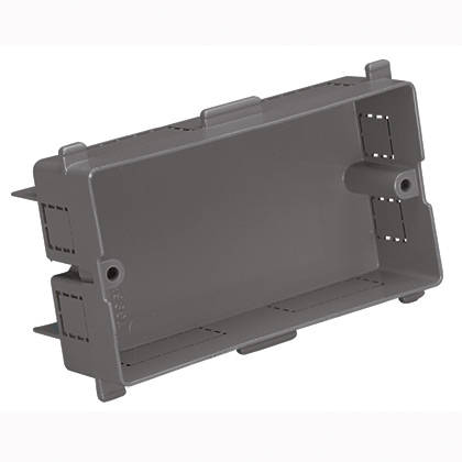 TG-86 Double Gang Hanging Box - Double gang box mounts UK power and communication devices and faceplates. Separates and fully encloses outlet/device to provide cabling separation.