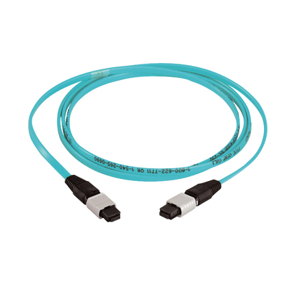 12-fiber 10Gig OM4 Optimized Flat Ribbon Plenum Rated Female MTP - Female MTP Interconnect Cable Assemblies with .35dB IL.
