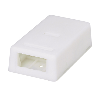 Surface mount box accepts two Mini-Com® Modules. Dimensions: 1.06"H x 1.95"W x 3.65"L (26.92mm x 49.53mm x 92.71mm). Compatible with optional magnet (CBM-X).