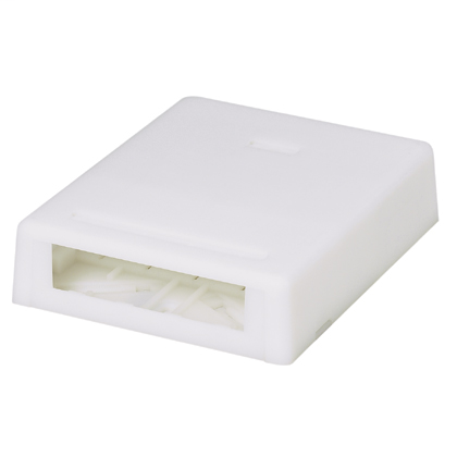 Surface mount box accepts four Mini-Com® Modules. Dimensions: 1.06"H x 3.69"W x 4.59"L (26.92mm x 93.73mm x 116.59mm). Compatible with optional magnet (CSBM-X).