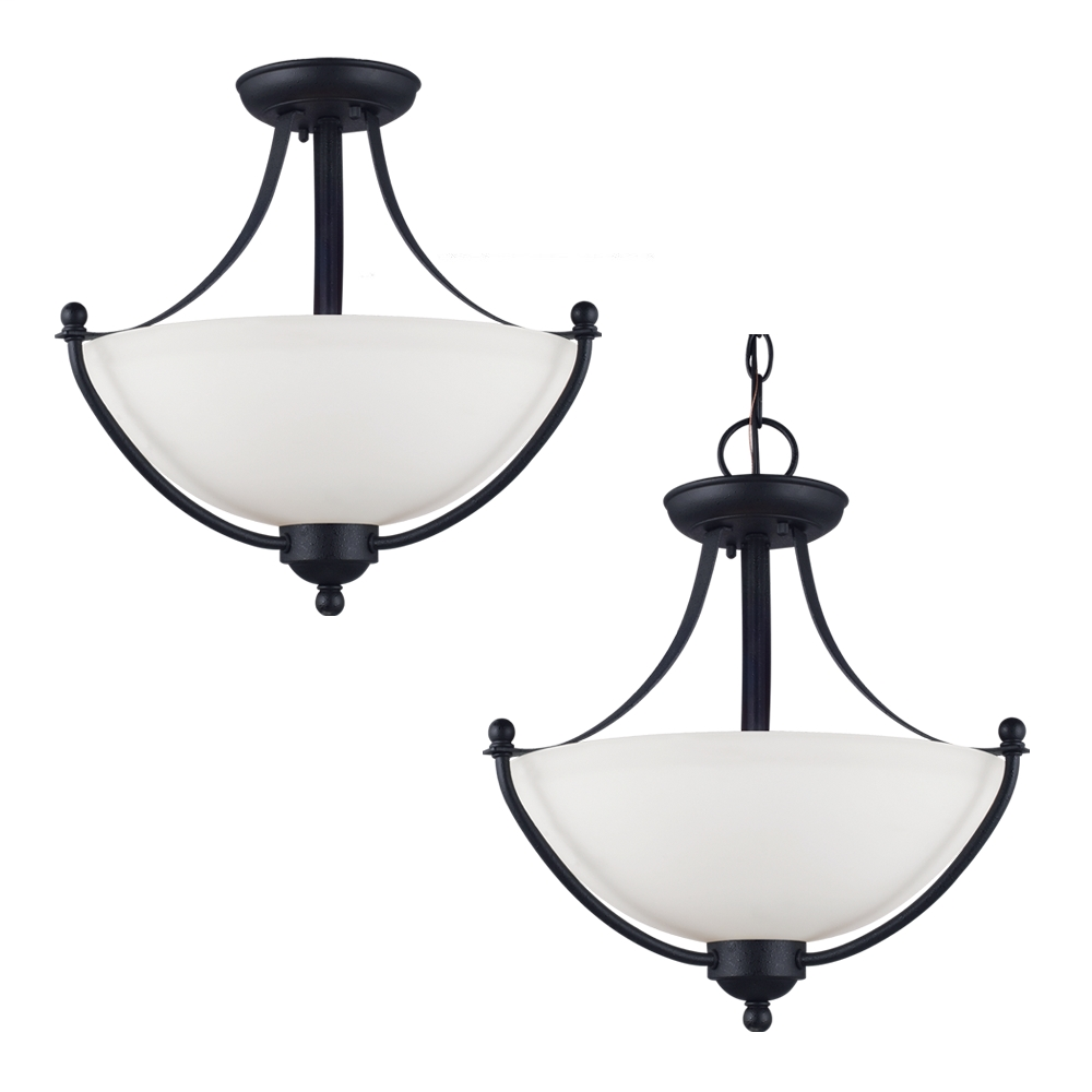 Two Light Semi-Flush Convertible Pendant