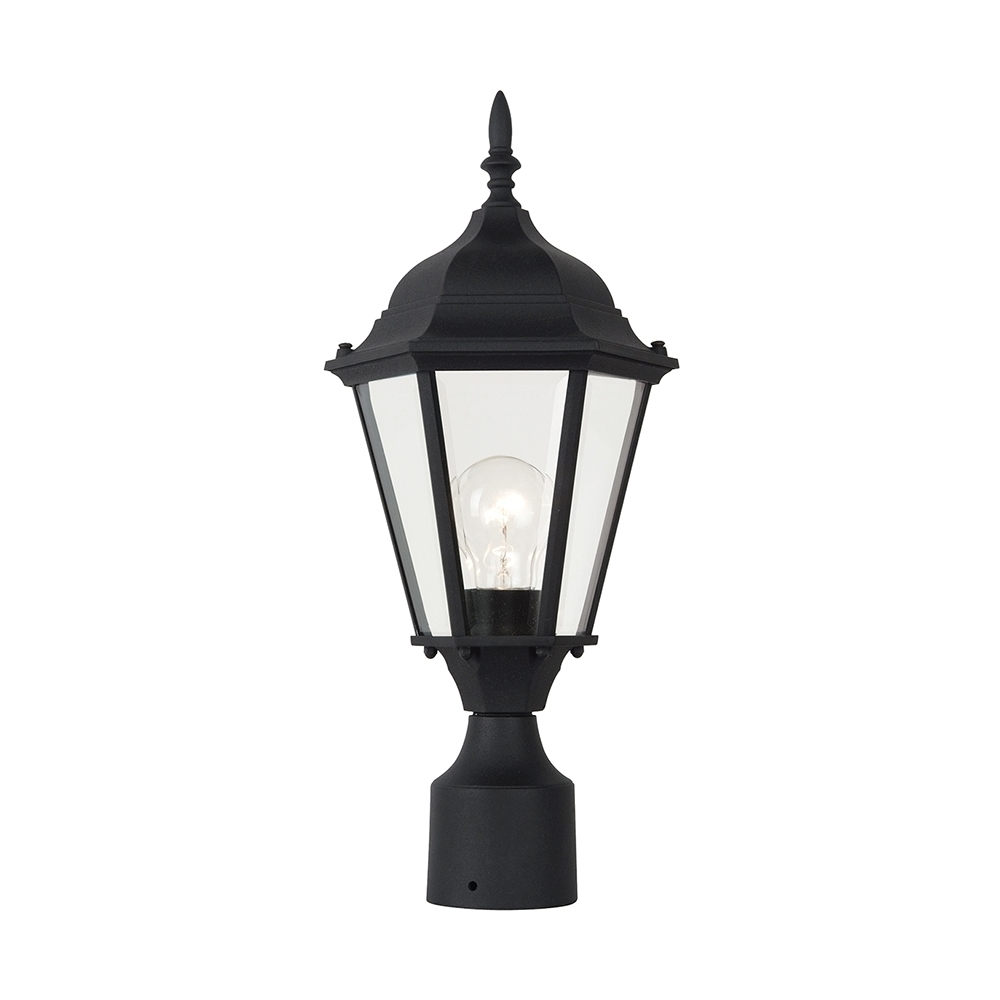 Product image for Bakersville 1 Light Post Lantern - Black w/ Clear Beveled Glass