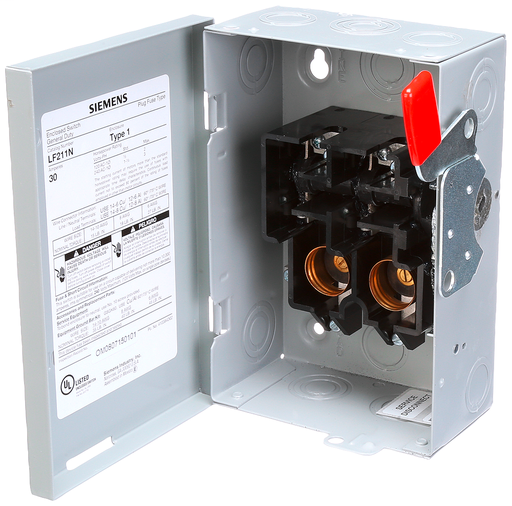 Siemens LF211N 120/240 VAC 30 Amp 2Pole 3Wire NEMA 1 General Duty Fusible Safety Switch