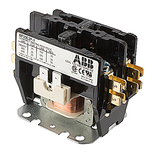 Product image for ABB DP25C2P-1 25A 2-Pole Non-Reversing Definite Purpose Contactor, 120V AC Coil
