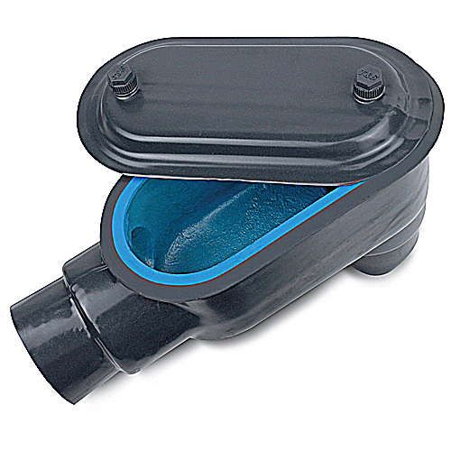 Product image for Ocal LB777-G 2-1/2" PVC-Coated Ocal-Blue® LB-Style Conduit Body, Form-7 - Gray