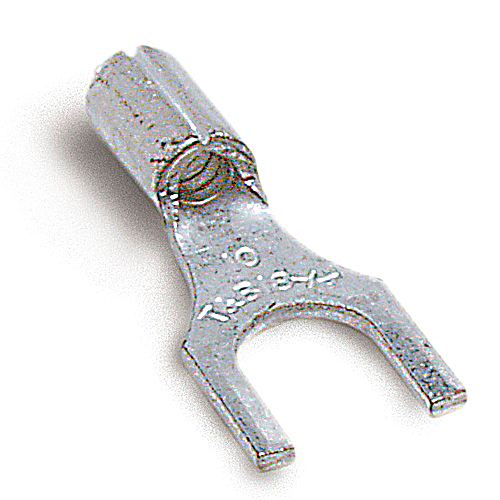 Product image for Thomas & Betts B19 18-14 AWG Wire Range #6 Bolt Hole Metallic Non-Insulated Fork Terminal