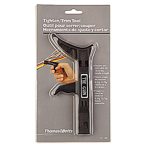Product image for Thomas & Betts QC-100 Lightweight Hand Installation Tool, for Nylon Cable Ties, 18-50 lbs, 0.094"-0.184" Tie Width