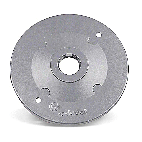 Product image for Red Dot SJ-11 Silver Die-Cast Aluminum 1-Hole 1-Gang 4-1/2 Inch Round Lampholder Cover