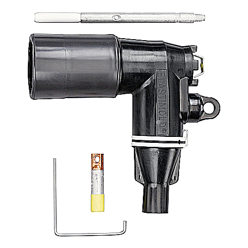 Product image for ABB Elastimold 376LR-J5240S 35kV 200 Amp, Loadbreak Elbow Connector w/ Test Point, Cable Insulation Diameter 0.980" to 1.180". Bi-Metal Compression Lug. Conductor Size AWG Compressed Stranded 1/0 /Solid 2/0 /mmSquared 53.49. 200ECS Jacket Seal Included.