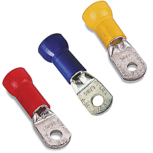 Product image for Thomas & Betts RD367 8 AWG Wire Range #10 Bolt Hole Red Insulated Nylon Ring Terminal