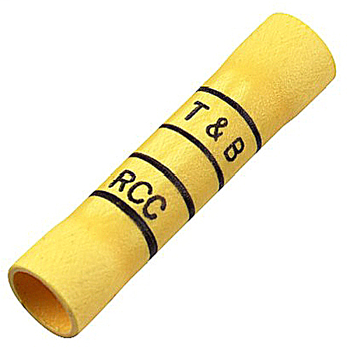 T&B 2RC-10X Expanded Insulated Vinyl Butt Splice Connector For Wire Range 12-10 Length 1.31 Diameter .31, Yellow
