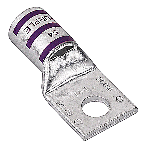 Product image for Thomas & Betts 54168 4/0AWG 1-Hole Lug, 5/16" Bolt, Purple Die