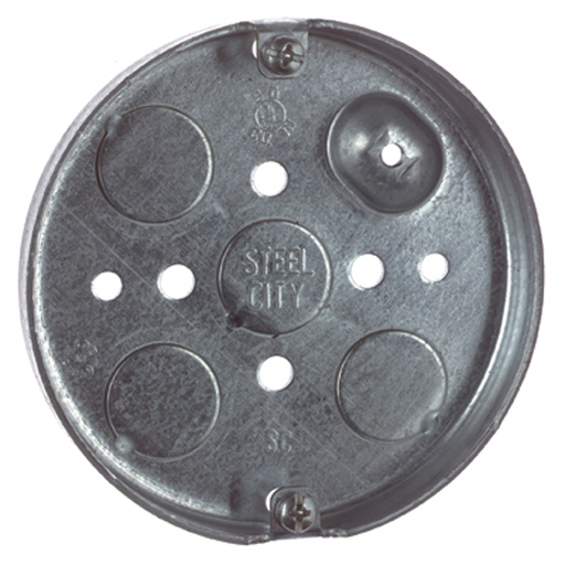 Product image for Steel City 56111 4 x 1/2 Inch Steel Round Box with 1/2 Inch Knockout