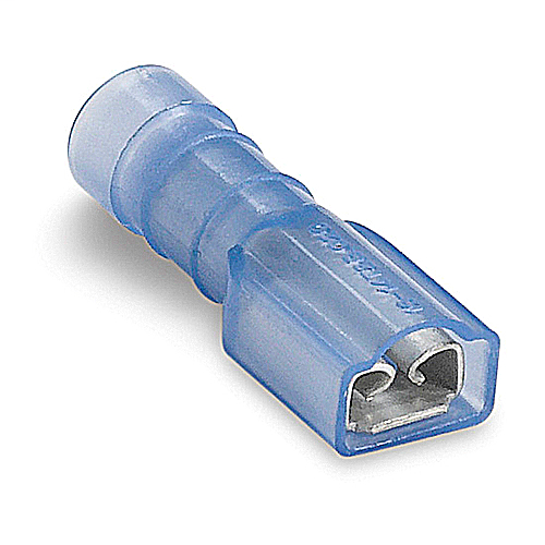 Product image for Thomas & Betts 14RBD-18277 16-14 AWG Wire Range .89 Inch Length .187 Inch Tab Size Fully Insulated Nylon Female Disconnect