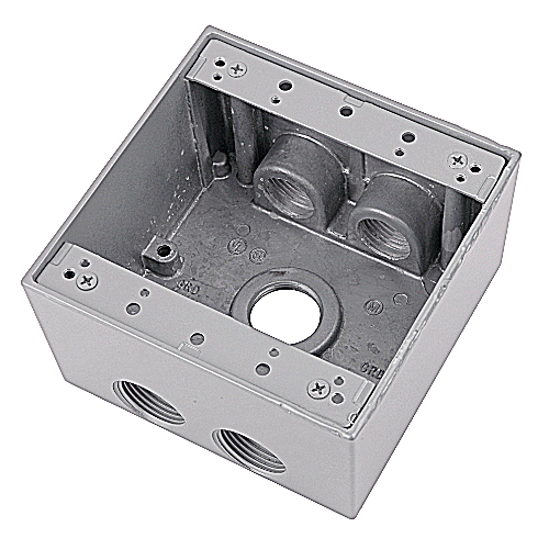 Product image for Red Dot 2IHD5-1 2-Gang Weatherproof Metallic Device Box, (5) 1/2" Hubs, 2-5/8" Deep