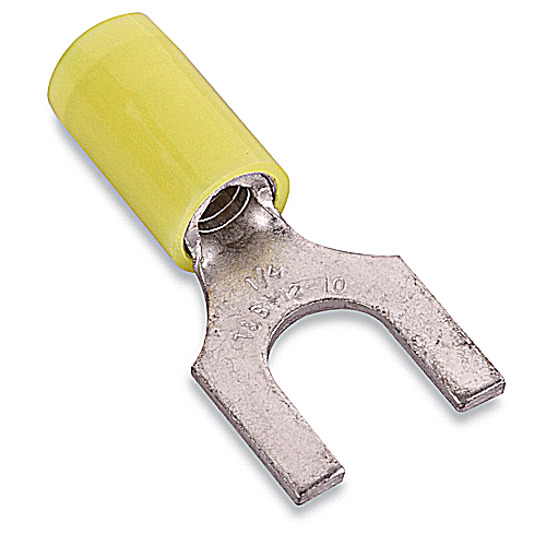 Product image for Thomas & Betts C10-6F #6 Bolt Hole Metal 12-10 AWG Wire Range Metallic Non-Insulated Fork Terminal