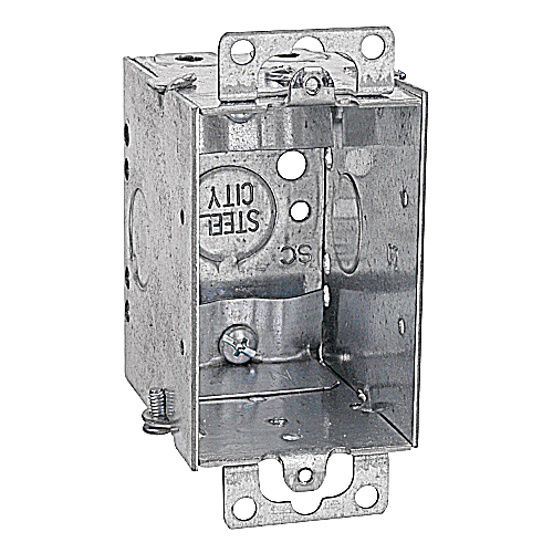 Product image for Steel City CWN-25 14cu.in Gangable Steel Switch Box with Ears and Clamp