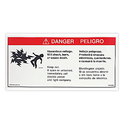 T&B WUT-0369 TFMR SFTY LABEL DANGER*NON-RETURNABLE TO MANUFACTURER* T&B WUT-0369 TFMR SFTY LABEL DANGER*NON-RETURNABLE TO MANUFACTURER*