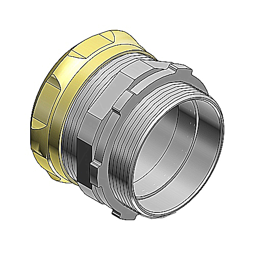 Product image for Steel City TC114A-RT 1-1/4" EMT Compression Connector, Steel - Non-Insulated - Raintight