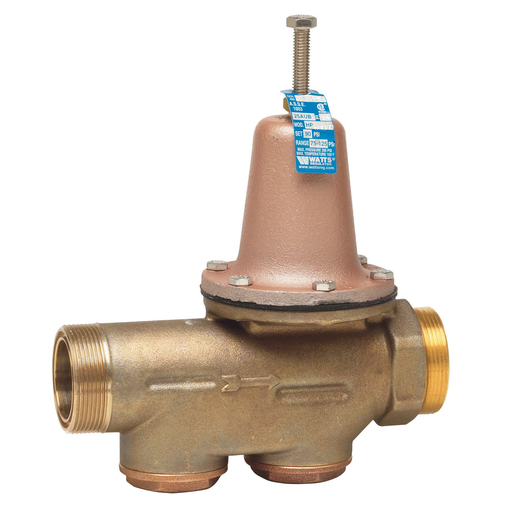 1 In Lead Free Water Pressure Reducing Valve, Double Union, Npt Female, Polymer Seat, Adjustable 25-75 psi, No Fittings