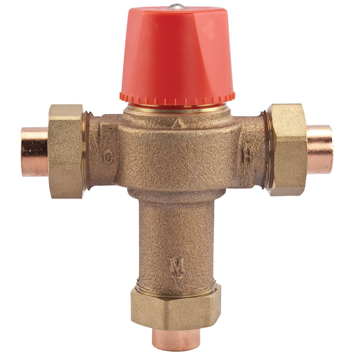 3/4 In Lead Free Hot Water Temperature Control Valve, Solder Union End Connections, Adjustable Out 90-160 F