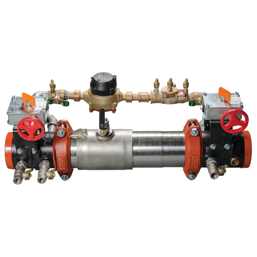 2 1/2 In Lead Free Double Check Detector Assembly, Ul/Fm Butterfly Valve Shutoffs, Gallons/Minute Meter