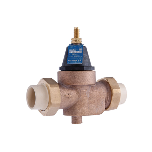 1 In Lead Free Water Pressure Reducing Valve, Double Union, Cpvc, Elastomer Disc, Max Work 400 psi, Adjust 25-75 psi