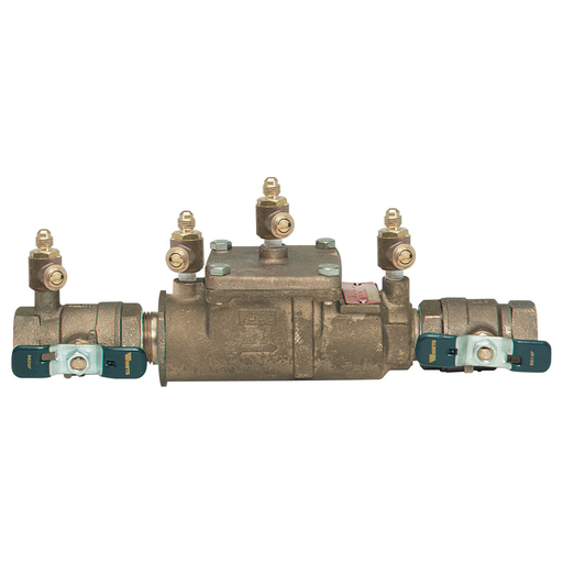 1/2 In Bronze Double Check Valve Assembly, Quarter Turn Shutoff, Stainless Steel Handle, Single Top Entry
