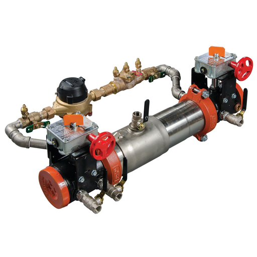 2 1/2 In Lead Free Double Check Detector Assembly, Ul/Fm Butterfly Valve Shutoffs, Cubic Feet Meter