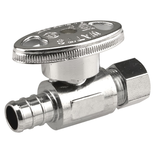 1/2 IN Crimp X 3/8 IN OD Chrome Straight Stop Valve