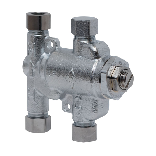 3/8 In Lead Free Thermostatic Mixing Valve With Satin Chrome Finish, Adjustable 80-120 F