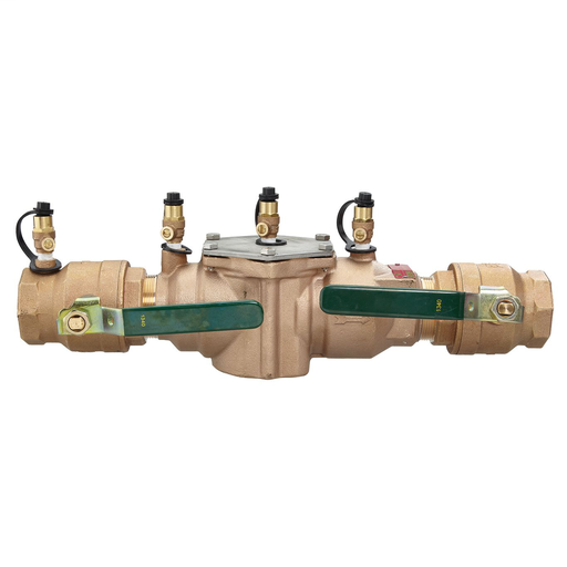 2 In Bronze Double Check Valve Assembly, Quarter Turn Shutoff, Cap And Tether, Single Top Entry