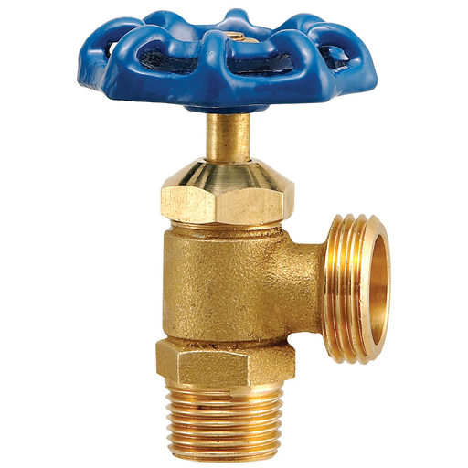 1/2 IN Boiler Drain Shutoff, Dual Connection Solder or MIP x 3/4 IN Hose Thread Brass, Straight