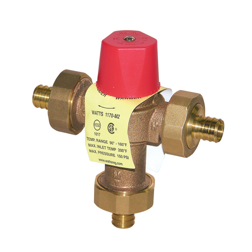 3/4 In Lead Free Hot Water Temperature Control Valve, Crimp End Connections, Adjustable Out 60-120 F