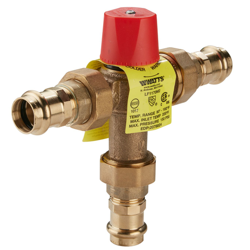 1/2 In Lead Free Hot Water Temperature Control Valve, Press X Press, Adjustable Temperature Range 90-160 F