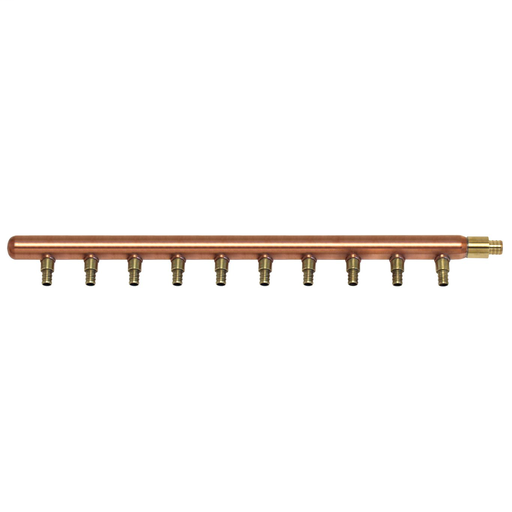 Lead Free Closed End X 3/4 Cf End Copper Manifold, 10 Branch X 1/2 Cf Fittings