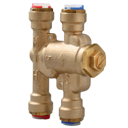3/8 In Lead Free Quick-Connect Thermostatic Mixing Valve, Adjustable 80-120 F