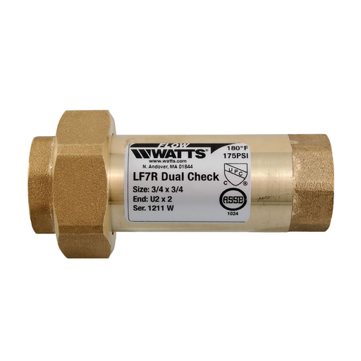 3/4 X 3/4 In Lead Free Residential Dual Check Valve With Union Female Npt Inlet By Female Npt Outlet