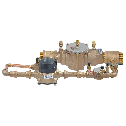2 In Bronze Double Check Detector Assembly, Less Shutoff, Cubic Feet Meter, Single Top Entry