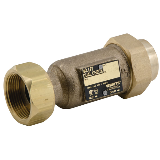 1 1/4 In Lead Free Dual Check Valve, Residential Fire Sprinkler System, Union Female Npt Inlet X Male Npt Outlet