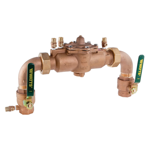 1 1/2 In Bronze Reduced Pressure Zone Assembly, Quarter Turn Shutoff Valves, Union Connections, Elbows, Internal Polymer Coating