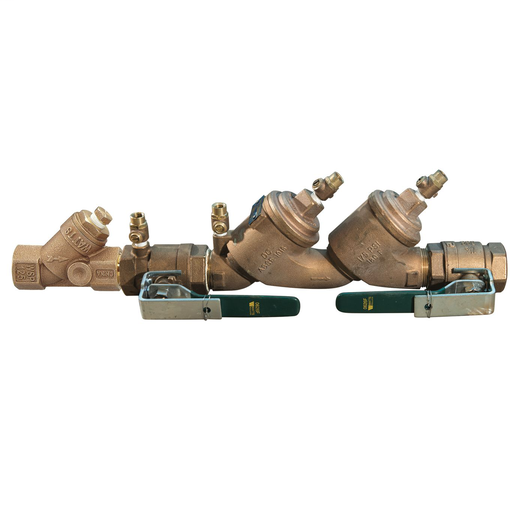 2 In Lead Free Double Check Valve Assembly, Quarter Turn Ball Valve, Bronze Strainer