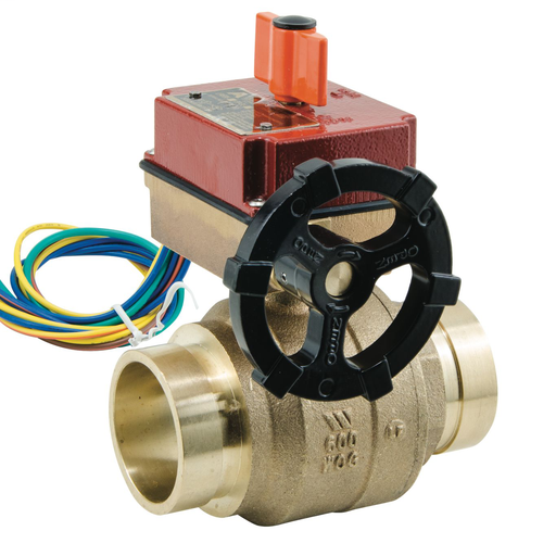 1 In Lead Free Gear Operated Ball Valve With Npt Threaded Ends, Side Port And Supervisory Switches