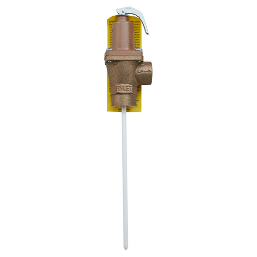 3/4 In Lead Free Automatic Reseating Temp And Pressure Relief Valve, 75 psi, 210 degree F, 8 In Thermostat, Female Connections